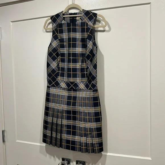 Burberry Dresses Navy Check Burberry Pleated Dress Nwt Size